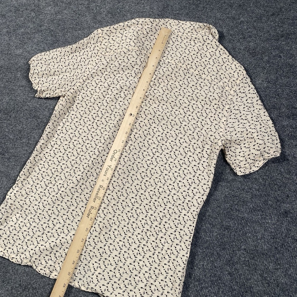 ALLSAINTS Musical Notes Short Sleeve Loop Collar Camp Shirt Mens Medium Viscose - Picture 7 of 8